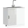 Image de vidaXL Meuble bas de cuisine « Lucca » Bois d'ingénierie blanc brillant