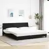 Image de vidaXL Cadre de lit sans matelas Hanko noir 200x200 cm tissu