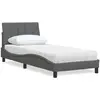 Image de vidaXL Lit avec matelas Hanko gris foncé 80x200 cm tissu