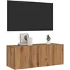 Image de vidaXL Meuble TV mural chêne artisanal 80x30x30 cm bois d'ingénierie