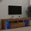 Image de vidaXL Meuble TV avec lumières LED chêne artisanal bois d'ingénierie, support TV, meuble multimédia, console TV, meuble hifi, centre de divertissement