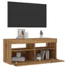Image de vidaXL Meuble TV avec lumières LED chêne artisanal bois d'ingénierie