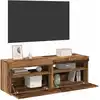 Image de vidaXL Meubles TV avec lumières LED 2 pcs vieux bois bois d'ingénierie