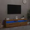 Image de vidaXL Meubles TV avec lumières LED 2 pcs chêne artisanal