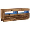 Image de vidaXL Meuble TV avec lumières LED vieux bois bois d'ingénierie, support TV, meuble multimédia, console TV, meuble hifi, centre de divertissement