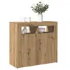 Image de vidaXL Buffet avec lumières LED chêne artisanal bois d'ingénierie