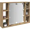 Image de vidaXL Armoire à miroir avec LED chêne artisanal 76x15x55 cm