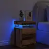 Image de vidaXL Table de chevet et LED vieux bois 35x39x55 cm bois d'ingénierie