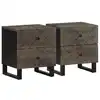 Image de vidaXL Tables de chevet 2 pcs noir 40x33x46 cm bois de manguier solide