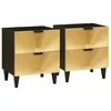 Image de vidaXL Table de chevet 2 pc Noir et or 40 x 33 x 46 cm