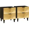 Image de vidaXL Cabinet de chevet 2 pcs Noir et or 40 x 33,5 x 46 cm