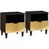 Image de vidaXL Table de chevet 2 pc Noir et or 40 x 33 x 46 cm