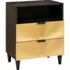 Image de vidaXL Table de chevet Noir et or 50 x 33 x 62 cm Bois d'ingénierie