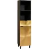 Image de vidaXL Cabinet de salle de bain avec porte Noir et or 38 x 33 x 160 cm