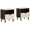 Image de vidaXL Cabinet de chevet avec tiroir 2 pcs Blanc 40 x 33 x 46 cm, Rangement spacieux, table de chevet rectangulaire, meuble moderne, en bois de mangue, organisateur pratique