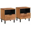 Image de vidaXL Cabinet de chevet avec tiroir 2 pcs Marron 40 x 33 x 46 cm, Rangement spacieux, table de chevet rectangulaire, meuble moderne, en bois de mangue, organisateur pratique