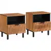 Image de vidaXL Cabinet de chevet avec tiroir 2 pcs Marron 40 x 33 x 46 cm