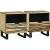 Image de vidaXL Table de chevet 2 pc Naturel 40 x 33 x 46 cm Bois d'ingénierie