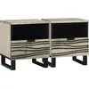 Image de vidaXL Cabinet de chevet 2 pcs Blanc et Noir 40 x 33 x 46 cm