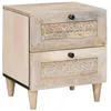 Image de vidaXL Table de chevet Blanc 40 x 33 x 46 cm Bois d'ingénierie, Table de nuit en acacia, rangement rustique, meuble moderne compact, déco stylée