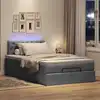 Image de vidaXL Lit ottoman avec matelas et LED gris foncé 120x190 cm tissu