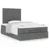 Image de vidaXL Cadre de lit ottoman avec matelas gris foncé 120x190 cm tissu