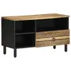 Image de vidaXL Meuble TV noir 80x33,5x46 cm bois massif manguier brut