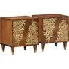 Image de vidaXL Bedside Cabinet with Door 2 pcs Marron miel 40 x 33 x 46 cm