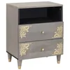 Image de vidaXL Cabinet de chevet Gris 50 x 33 x 62 cm Bois de mangue massif, Rangement de chambre, Table de nuit moderne, design compact, meuble en bois, cabinet durable pour la maison
