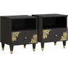 Image de vidaXL Cabinet de chevet avec tiroir 2 pcs Noir 40 x 33 x 46 cm