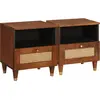Image de vidaXL Cabinet de chevet avec tiroir 2 pcs Marron 40 x 33 x 46 cm