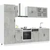 Image de vidaXL Ensemble de 8 meubles de cuisine "Lucca" en bois d'ingénierie gris béton