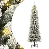 Image de vidaXL Sapin de Noël artificiel 150 LED et neige floquée 150 cm