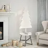 Image de vidaXL Arbre de Noël en bois pour décoration blanc 120 cm pin massif
