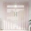 Image de vidaXL Rideaux en voile avec passe-tringles 2 pcs rose clair