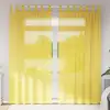 Image de vidaXL Rideaux en voile avec passe-tringles 2 pcs jaune