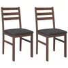 Image de vidaXL Chaises à manger coussins 2 pcs marron bois massif caoutchouc, chaise à dîner, chaise, chaise de salon, chaises à dîner, chaise de cuisine