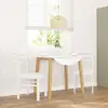 Image de vidaXL Chaises à manger 2 pcs blanc bois massif caoutchouc