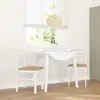 Image de vidaXL Chaises à manger coussins 2 pcs blanc bois massif caoutchouc