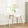 Image de vidaXL Chaises à manger 2 pcs blanc bois massif caoutchouc