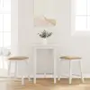 Image de vidaXL Chaises de bar avec coussins 2 pcs blanc bois massif d'hévéa