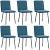 Image de vidaXL Chaises à manger lot de 6 bleu velours