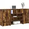Image de vidaXL Bureau de réception chêne fumé 200x50x103,5cm bois d'ingénierie