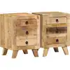 Image de vidaXL Table de chevet 2 pcs 37x32x50 cm bois massif de manguier brut