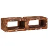 Image de vidaXL Table de chevet 2 pcs Marron Bois Recyclé Solide, Chambre élégante en mode rustique, Chevet pratique avec rangement, Table de chevet stylée, Organisateur pratique, Meuble fait main