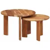 Image de vidaXL Tables basses gigognes 2 pcs Marron Bois d'Acacia Massif, Tables basses modernes, rondes et empilables, pratiques, minimalistes, pour un salon stylé, déco chic