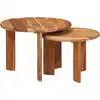 Image de vidaXL Tables basses gigognes 2 pc Marron Ø 50 x 40 cm