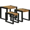 Image de vidaXL Table Gigogne 3 pc Marron et Noir 50 x 40 x 45 cm