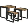 Image de vidaXL Table Gigogne 3 pc Marron et Noir 50 x 40 x 45 cm