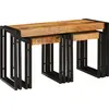 Image de vidaXL Table Gigogne 3 pcs Bois de Mangue Massif et Métal